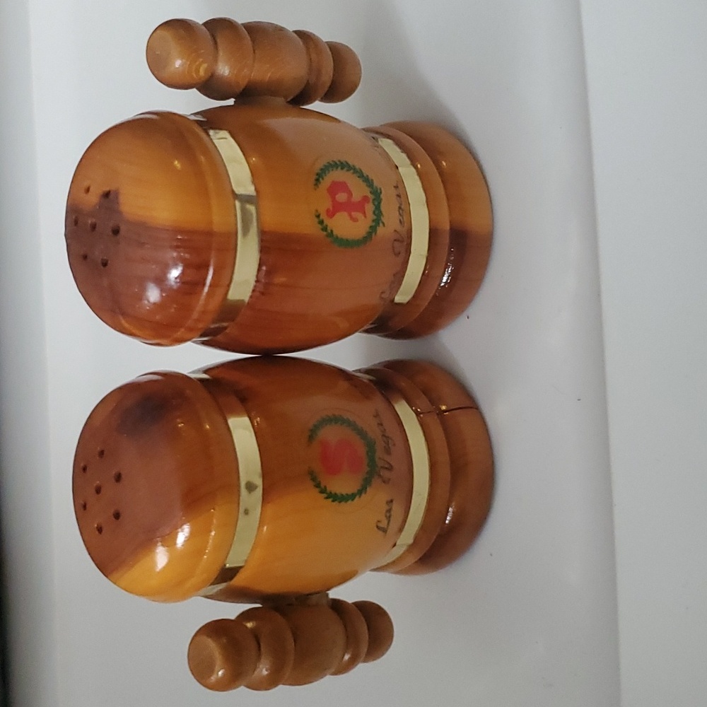 Vintage wooden salt and pepper shakers